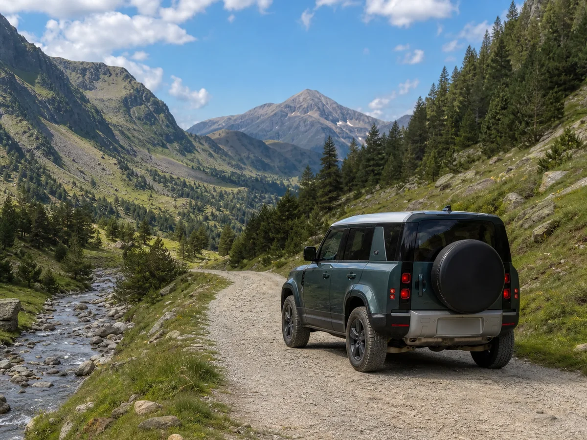 Vehículo 4x4 recorriendo una pista de alta montaña del Val d'Aran
