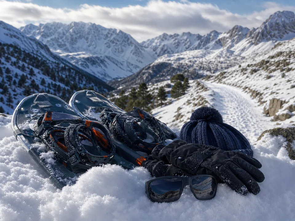 Material para una ruta invernal con raquetas